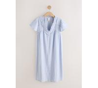 Next Nuisette en coton texturé à col en V et manches à volants bleu FR 42 (EU 40)