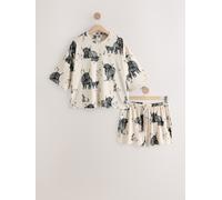 Next Oatmeal Hamish The Highland Cow Cosy Short Pyjamas Set