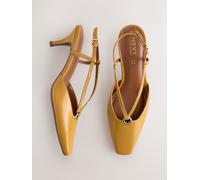 Next Ochre Yellow Forever Comfort Leather Hardware Slingback Heels Ochre Yellow EU 41 (UK 7)