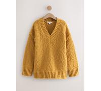 Next Ochre Yellow Textured V-Neck Longline Jumper