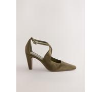 Next Olive Green Cross-Over Point Toe Court Heels Olive Green EU 39 (UK 6)