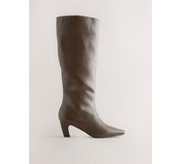 Next Olive Green Forever Comfort Curved Heel Knee High Boots
