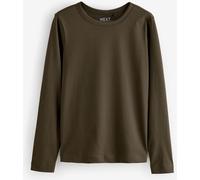 NEXT Femme T-Shirt 100% Coton à Manches Longues Vert Olive XS