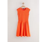 Next Orange Cap Sleeve Shirred Body Jersey Mini Dress Orange EU 40 Tall (UK 12 T)
