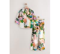 Next Orange Palms Button Through Pyjamas With Linen