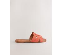 Next Orange Suede Extra Wide Fit Forever Comfort Stitched Mule Sandals
