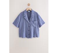 Next Pale Blue Broderie Short Sleeve Holiday Shirt Pale Blue EU 38 (UK 10)