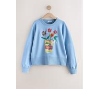 Next Pale Blue Embroidered Tinned Flowers Graphic Sweatshirt