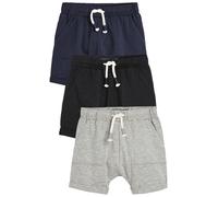 NEXT Garçon Short en Jersey légers, Lot de 3 Bleu Marine/Gris/Noir 9 Mois
