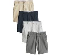 NEXT Homme Short Chino Stretch Droit, Lot de 4 Grey/Blue/Stone 38