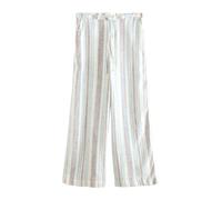 Next Ecru/Blue/Red Stripe Linen Blend Wide Leg Trousers