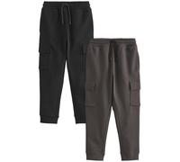 NEXT Garçon Pantalon de Jogging Cargo Coupe Slim, Lot de 2 Noir/Gris 13 Ans