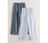 Next Pantalon large texturé en lin 2 Pack bleu FR 50 Petite (EU 48 P)