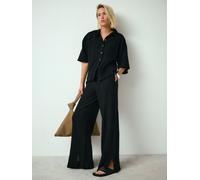 next Pantalons Ample texturé en Lin Noir FR 50 Regular (EU 48 R)