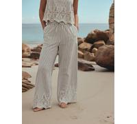next Pantalons amples à rayures brodées en lin bleu FR 42 (EU 40)
