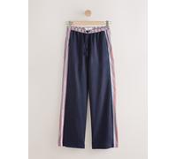 next Pantalons amples à rayures latérales avec lin bleu FR 42 Regular (EU 40 R)