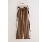 Next Pantalons amples à rayures latérales avec lin Brun FR 38 Petite (EU 36 P)