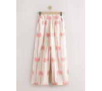 Next Pantalons amples brodés de palmiers Rose FR 42 Tall (EU 40 T)