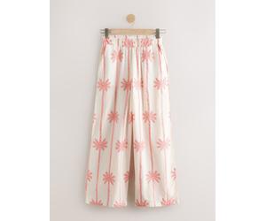 Next Pantalons amples brodés de palmiers Rose FR 42 Tall (EU 40 T)