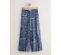 Next Pantalons amples en Lin Blend à devant élégant bleu FR 38 Regular (EU 36)