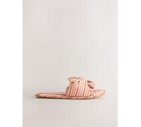Next Peach Pink Stripe Knotted Bow Slider Slippers
