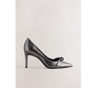 Next Pewter Forever Comfort Bow Detail Leather Mid Court Shoes Pewter EU 39 (UK 6)