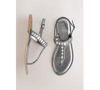 Next Pewter/Grey Forever Comfort Toe Thong Embellished Sandals