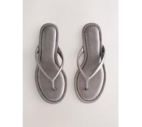Next Pewter Standard/Wide Fit Forever Comfort Round Toe Leather Thong