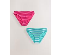Next Pink/Aqua White Crinkle Stripe High Leg Bikini Bottoms 2 Pack