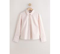 Next Pink/Brown Strip Fitted Stretch Essential Long Sleeve Shirt Pink/Brown Strip EU 34 (UK 6)