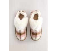 Next Pink Check Faux Fur Brush Boot Slippers