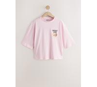 Next Pink Cinnamon Roll Graphic Relaxed Boxy Elbow Length Crew Neck T-Shirt