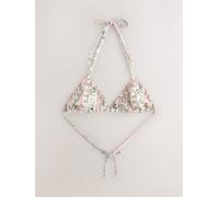 Next Pink/Cream Ditsy Floral Beaded Embellished Triangle Bikini Top