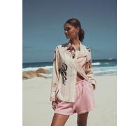 Next Pink/Cream Shell Print Relaxed Long Sleeve Shirt With Linen Pink/Cream Shell Print EU 46 (UK 18)