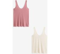 Next Pink/Cream Strappy Scoop Neck Slouch Ribbed Vests 2 Pack