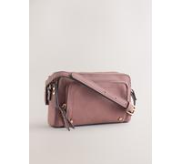 Next Pink Double Zip Cross-Body Faux Suede Bag