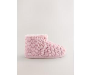 Next Pink Faux Fur Heart Slipper Boots