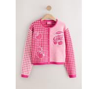 Next Pink Gingham Cherry Coke Crew Neck Knitted Cardigan