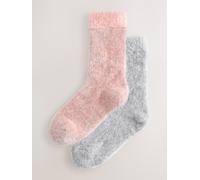 Next Pink/Grey Sparkle Velvet Cosy Socks 2 Pack