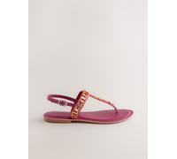 Next Pink Leather Forever Comfort Toe Thong Embellished Sandals
