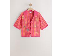 Next Pink/Orange Embroidered Cotton Rich Towelling Tie Front Shirt Pink/Orange Embroidered M Regular (EU 40-42)