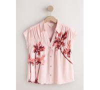 Next Pink Palm Print Short Sleeve Shirt with Linen Pink Palm Print EU 50 (UK 22)