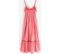 Next Pink/Red 100% Cotton Textured Tiered Gingham Maxi Dress Pink/Red 16