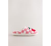 Next Pink/Red Check Cherry Mule Slippers