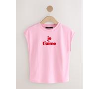 Next Pink/Red Graphic Cap Sleeve Fitted Crew Neck T-Shirt