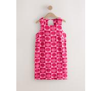 Next Pink/Red Shell Print Linen Rich Square Neck Shift Mini Dress Pink/Red Shell Print EU 34 (UK 6)