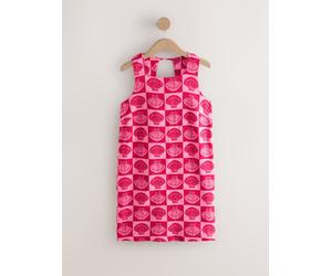 Next Pink/Red Shell Print Linen Rich Square Neck Shift Mini Dress Pink/Red Shell Print EU 46 (UK 18)