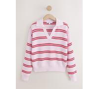 Next Pink/Red Stripe Stitch Long Sleeve Polo Jumper Pink/Red Stripe M Regular (EU 40-42)