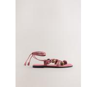 Next Pink Suede Forever Comfort Pom Pom Sandals