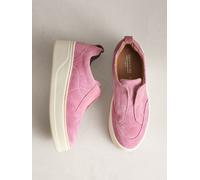 Next Pink Suede Signature Leather Chunky Wedge Platform Trainers